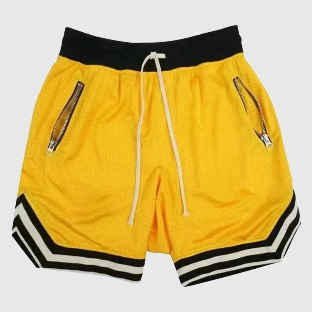 Waylynn Zippered Pockets Mesh Varsity Shorts for Athletes