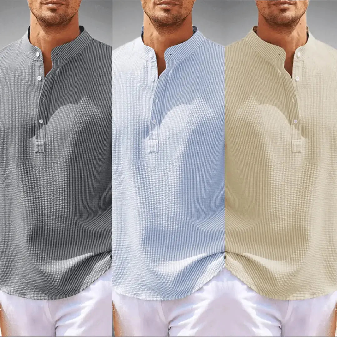 Erós Linen Shirt For Men By Street-Wave Relaxed Fit With Soft Gossam Texture Grey Casual