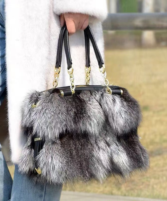 Sac fourre-tout grande capacité en fourrure de renard de style européen et américain - Street-Wave