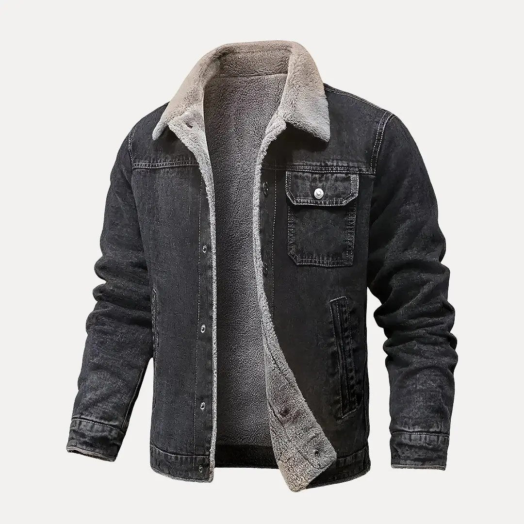 Waylynn Denim Coat With Fleece Lining Unisex Vintage Rugged