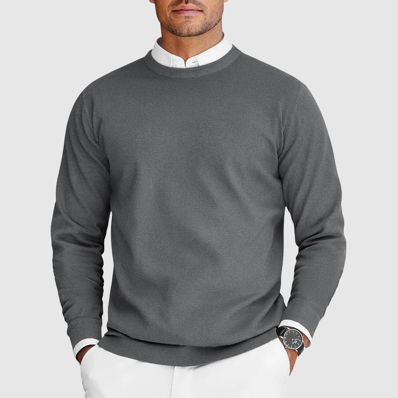 Everyday Casual Mens Crew Neck Sweater By Street-Wave Premium Polyester Nylon Knit Lightweight Layering Essential