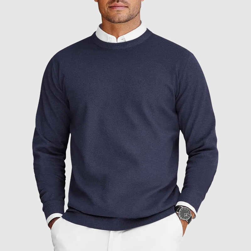 Everyday Casual Mens Crew Neck Sweater By Street-Wave Premium Polyester Nylon Knit Lightweight Layering Essential