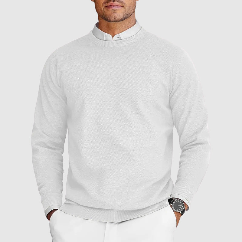 Everyday Casual Mens Crew Neck Sweater By Street-Wave Premium Polyester Nylon Knit Lightweight Layering Essential