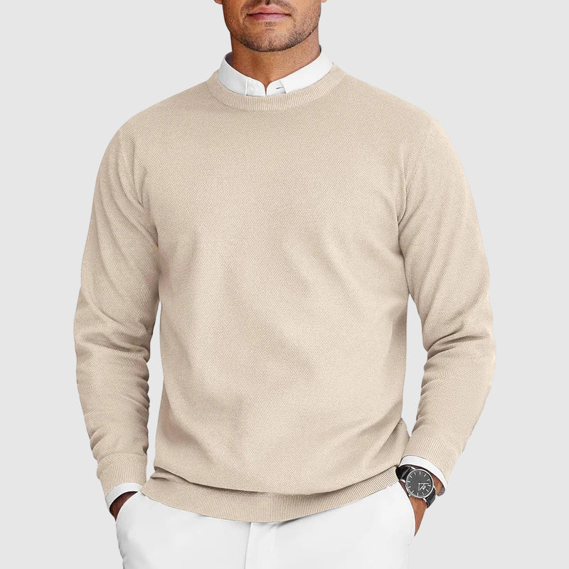 Everyday Casual Mens Crew Neck Sweater By Street-Wave Premium Polyester Nylon Knit Lightweight Layering Essential
