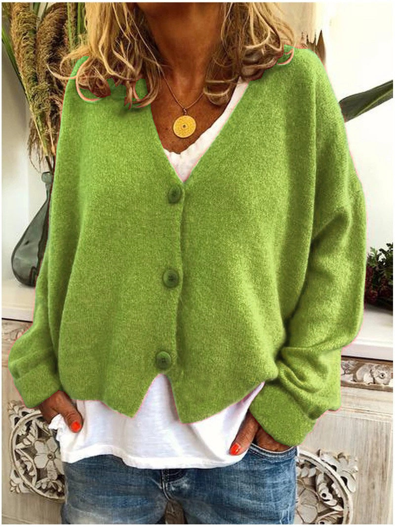 Women's Cozy Knit Cardigan with Open Front and Long Sleeves