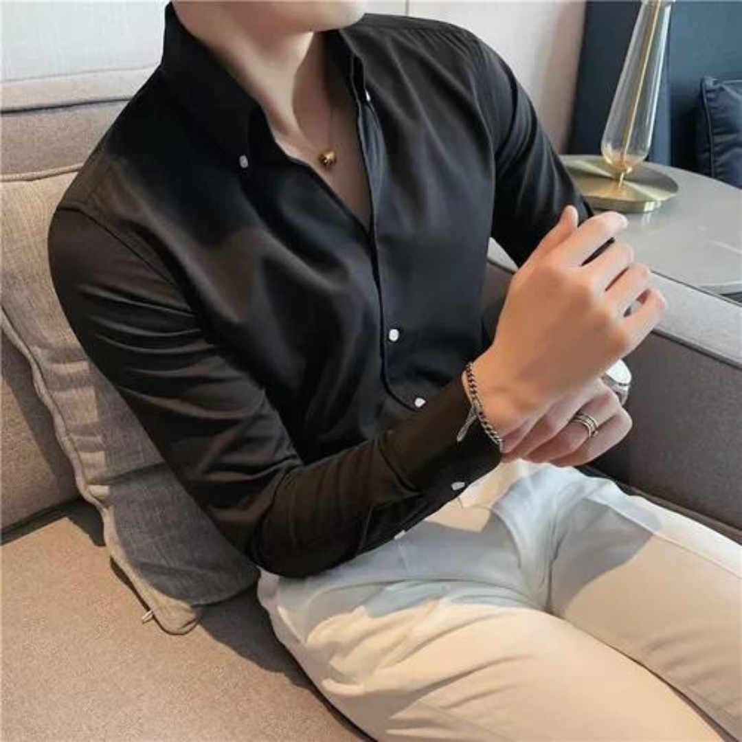 Men's Slim Fit Shirt 100 Percent Cotton Long Sleeve Formal Dress Shirt By Street-Wave Nordisk Flair