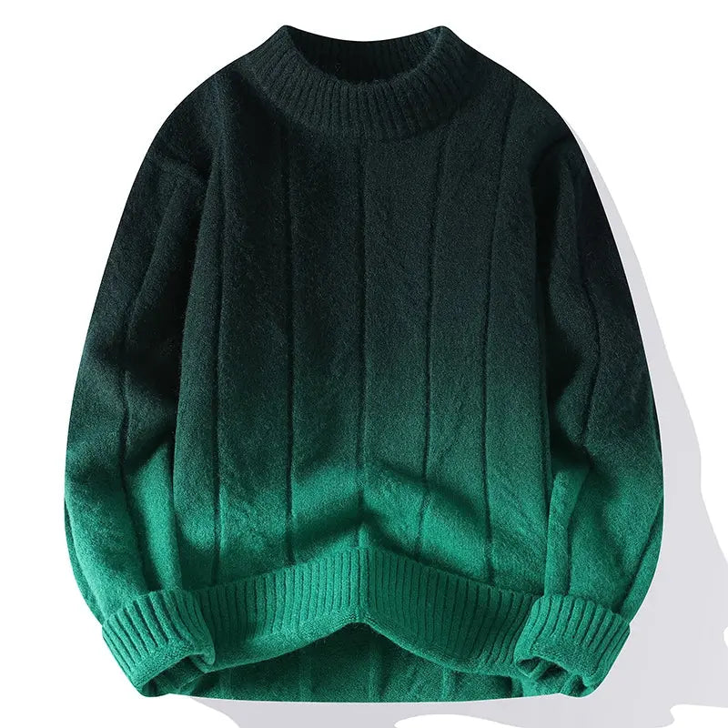 Street-wave Men's Gradient Knit Pullover With Soft Comfort For Urban Style And Versatility