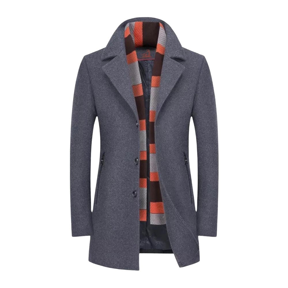 Street Wave Mens Wool Overcoat With Stand Collar Warmth And Windproof Protection Burgundy