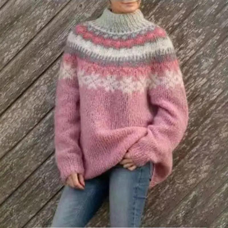 Street-Wave Fair Isle Crewneck Jumper For Women Cozy