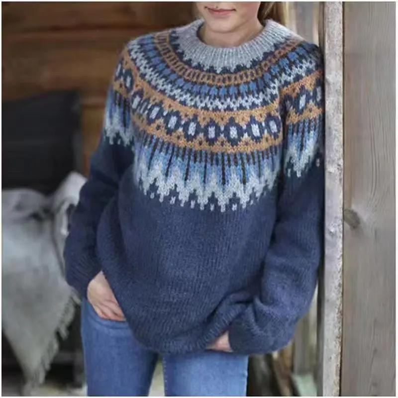 Street-Wave Fair Isle Crewneck Jumper For Women Cozy