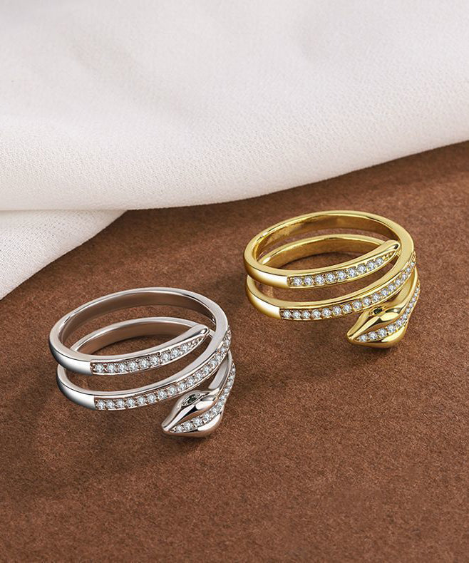 Ensemble de deux bagues tendance en alliage de zirconium en forme de S - Street-Wave
