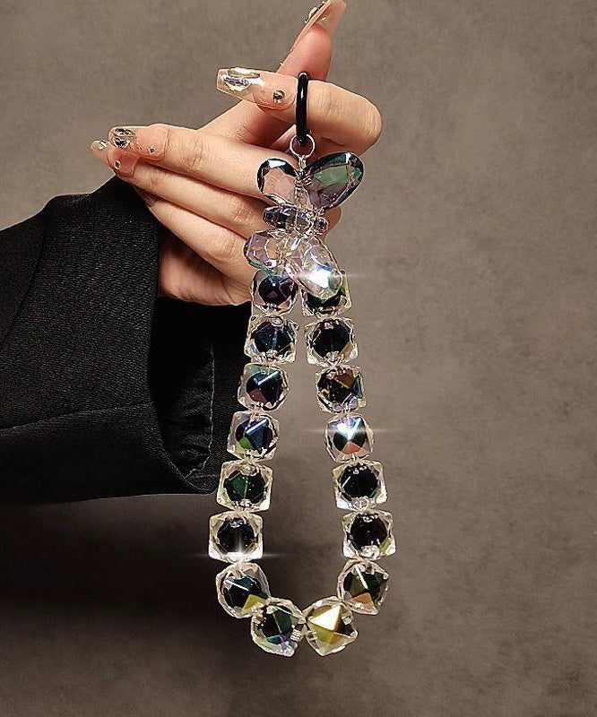 Chaîne de téléphone à perles en métal noir et cristal tendance - Street-Wave
