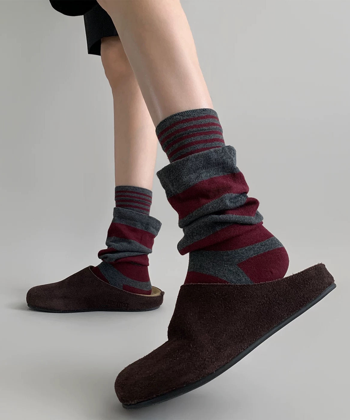 Chaussettes mi-mollet à rayures colorées effet deux-pièces - Street-Wave