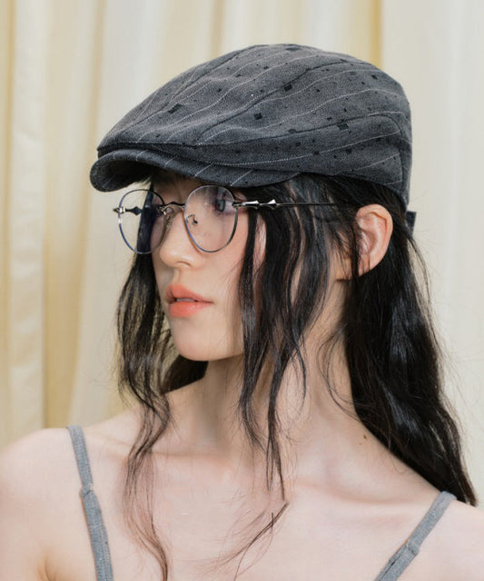 Chapeau breton fin à rayures gris foncé tendance - Street-Wave