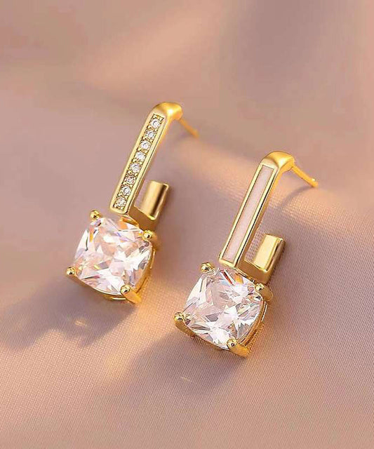 Boucles d'oreilles asymétriques en or et zircon, aiguilles en argent 925 - Street-Wave