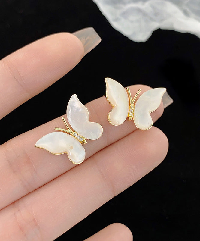 Boucles d'oreilles papillon tendance en or, cuivre et zircons - Street-Wave