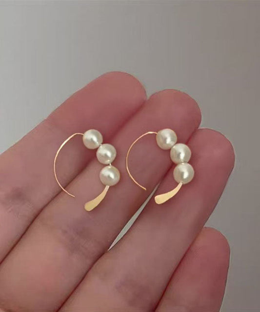Boucles d'oreilles créoles tendance en argent sterling et or avec perles - Street-Wave