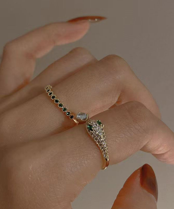 Ensemble de deux bagues ouvertes tendance en argent sterling et zircone surdoré - Street-Wave