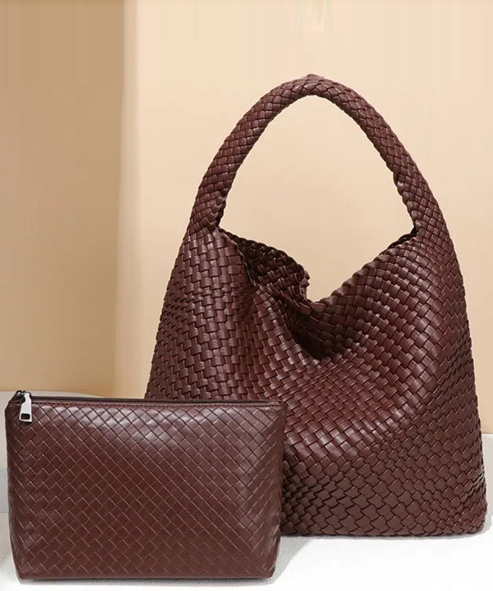Sac fourre-tout en cuir durable tissé à la main, tendance, mûrier - Street-Wave