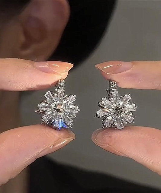 Boucles d'oreilles créoles neige en soie, cuivre et zircon - Street-Wave