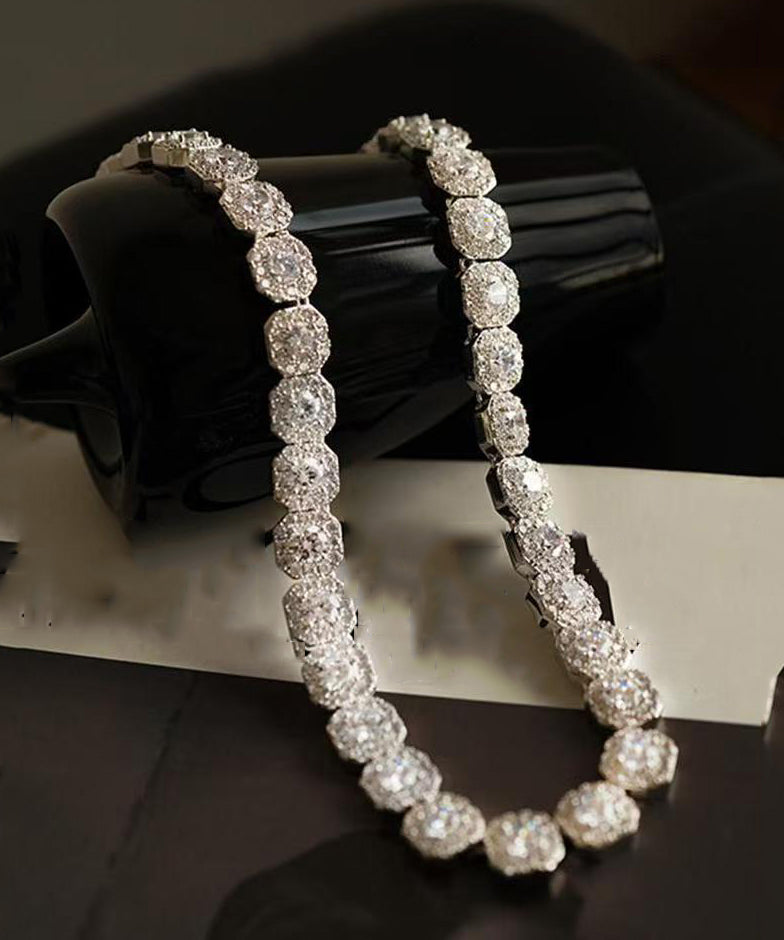 Collier de perles graduées en argent sterling et zircons - Street-Wave