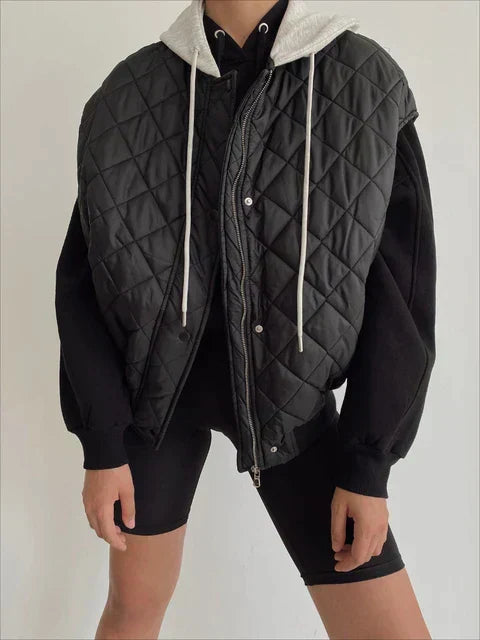 Street Wave Quilted Hooded Vest For Women With Cozy Padding For Everyday Stylish Comfort