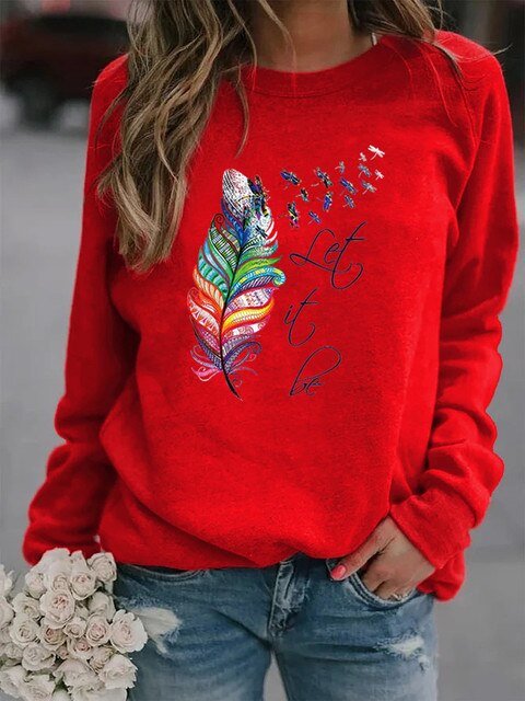 Street-Wave Printed Winter Pullover For Women, Cozy Relaxed Fit Knit Sweater, Warm Everyday Wear