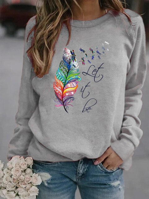 Street-Wave Printed Winter Pullover For Women, Cozy Relaxed Fit Knit Sweater, Warm Everyday Wear