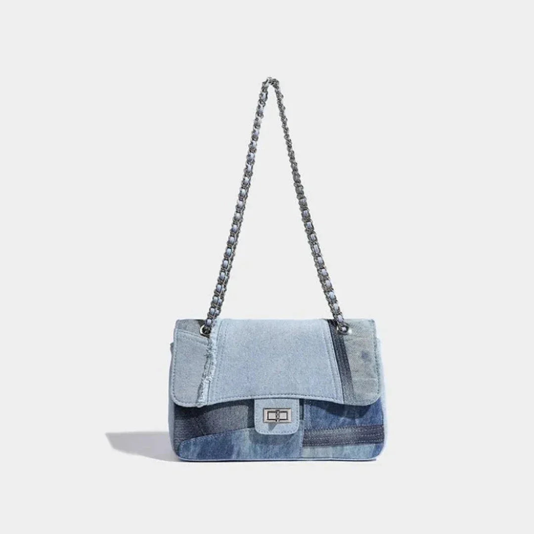 Fiona Paneled Denim Convertible Bag - Street-Wave