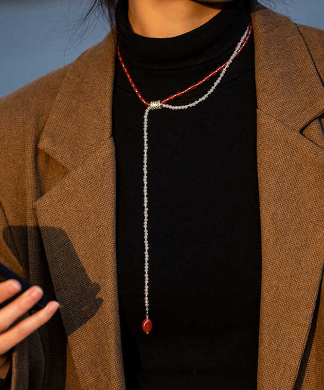 Collier de perles graduées en alliage de couleur fine à double couche et pierres précieuses - Street-Wave