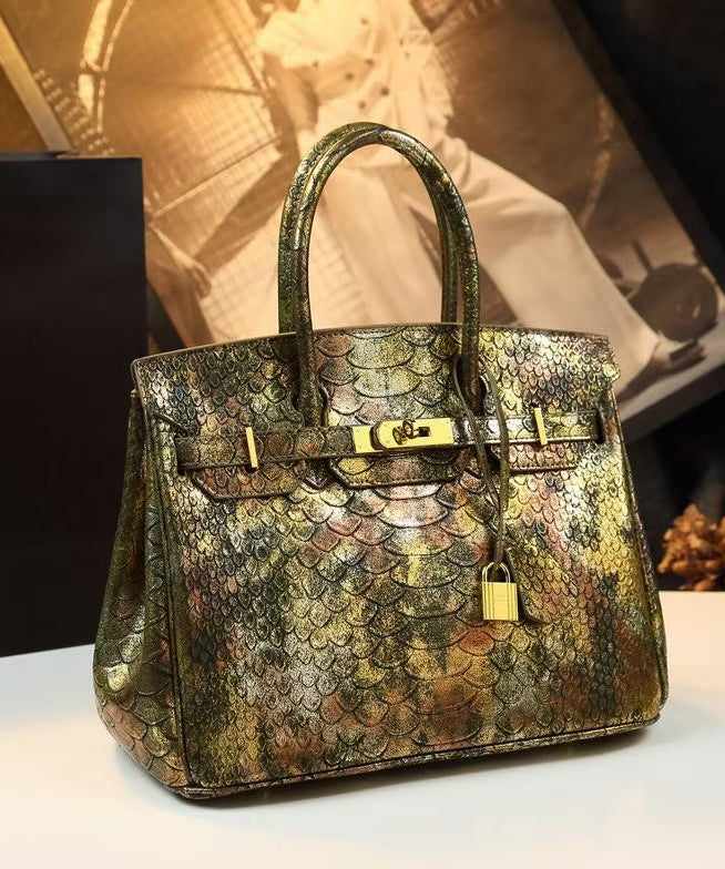 Sac fourre-tout en cuir jacquard serpentine doré fin - Street-Wave