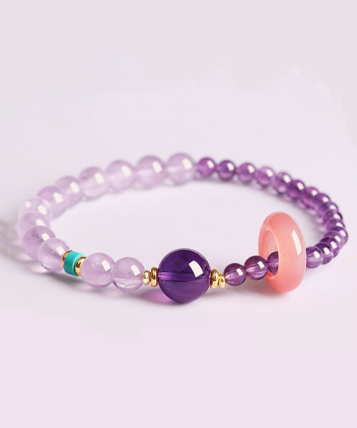 Bracelet chaîne en alliage fin et perles de cristal violet - Street-Wave