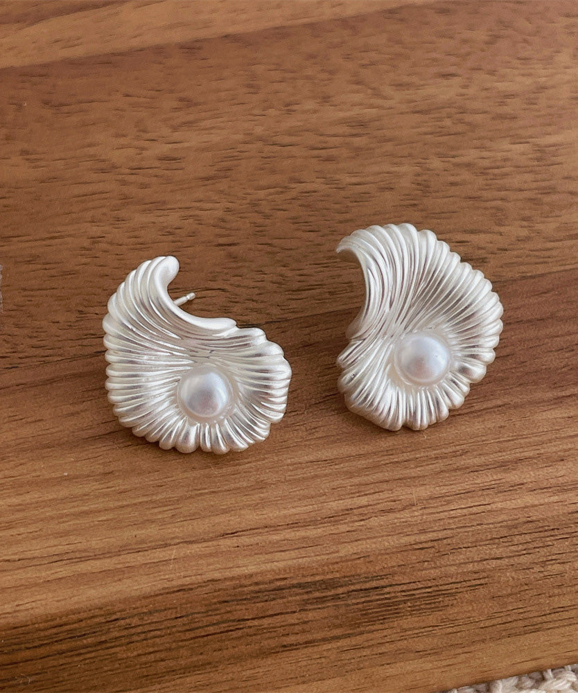 Boucles d'oreilles à tige asymétriques en cuivre et soie fine, en forme d'éventail, avec perles - Street-Wave