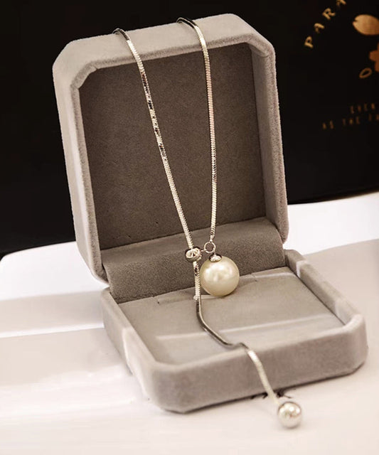 Collier lariat en soie fine et métal argenté cassé - Street-Wave