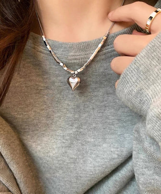 Collier pendentif amour en acier inoxydable et soie fine - Street-Wave