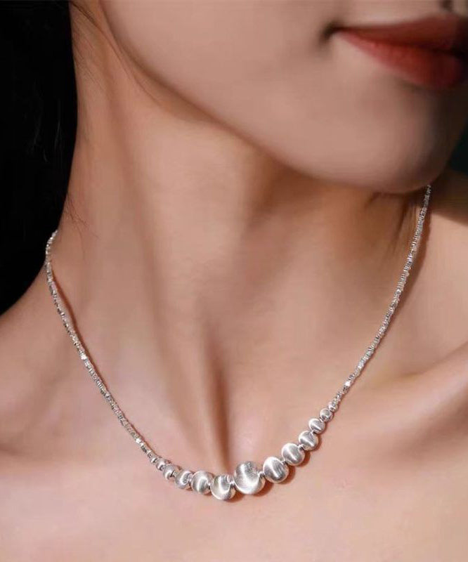 Collier de perles graduées en argent sterling et en argent brisé avec pierre œil de chat en soie fine - Street-Wave
