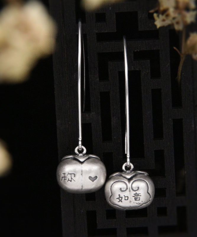 Boucles d'oreilles créoles en argent sterling et soie fine Persimmon Ruyi - Street-Wave