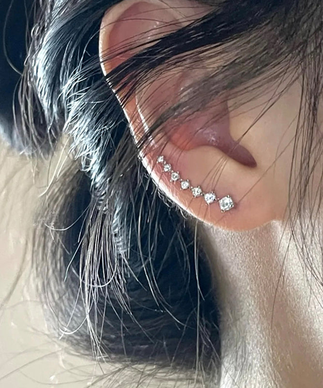 Boucles d'oreilles créoles en argent sterling et zircon en forme d'arc en soie fine - Street-Wave