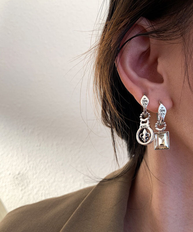 Boucles d'oreilles pendantes en argent sterling et zircon en forme de croix - Street-Wave