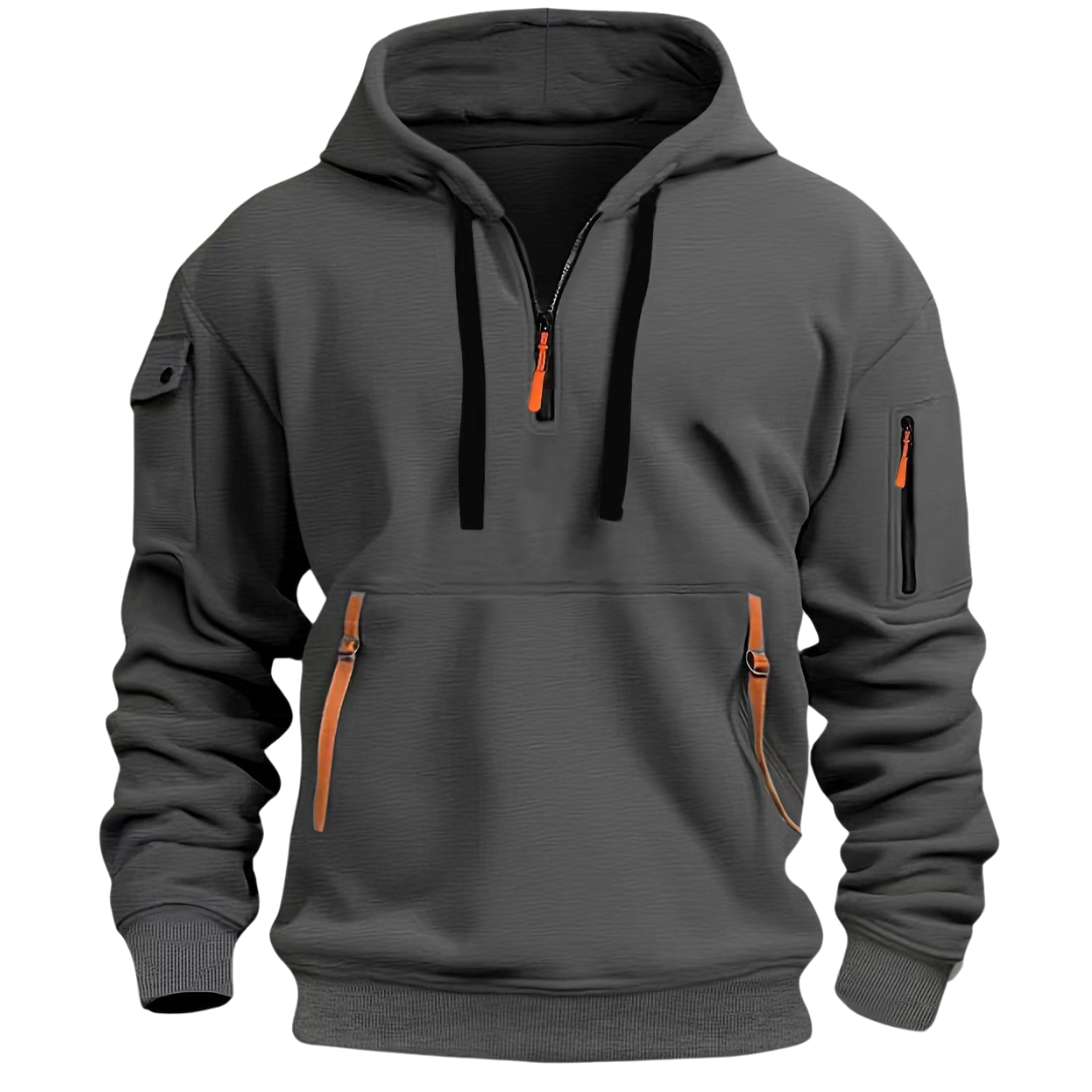 Jayden Mens Long Sleeve Utility Pocket Hoodie With Multiple Pockets Street Wave