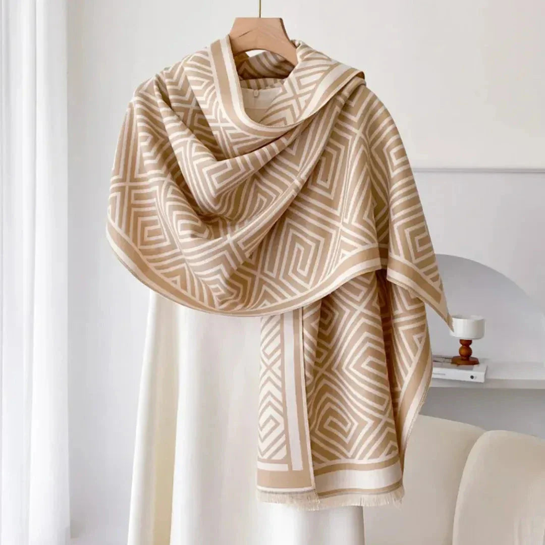 Waylynn Reversible Geometric Shawl for Women Lux Knit