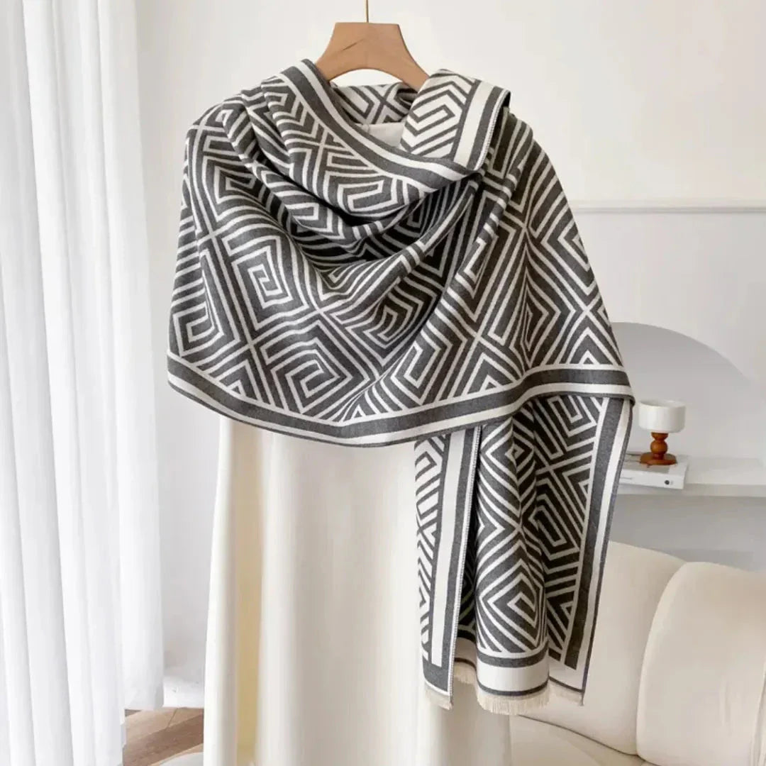Waylynn Reversible Geometric Shawl for Women Lux Knit