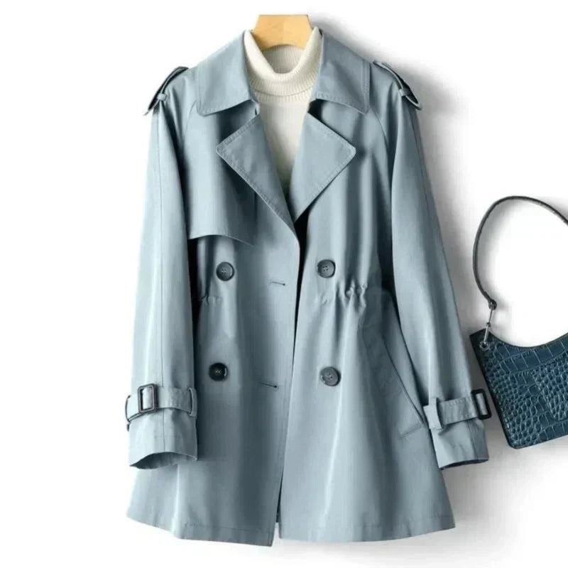 Street-wave Double Breasted Trench Coat For Women Timeless Chic Versatile Transitional Wardrobe