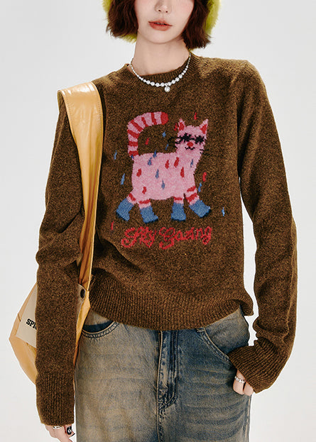 Pulls d'hiver en grosse maille, brodés caramel, pour chien. - Street-Wave