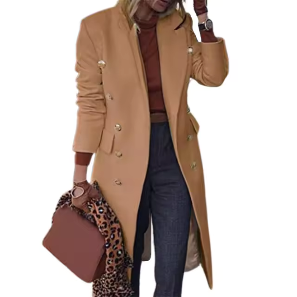 Street-Wave Pink Double-Breasted Coat For Women - Elegant, Comfortable, Durable Outerwear