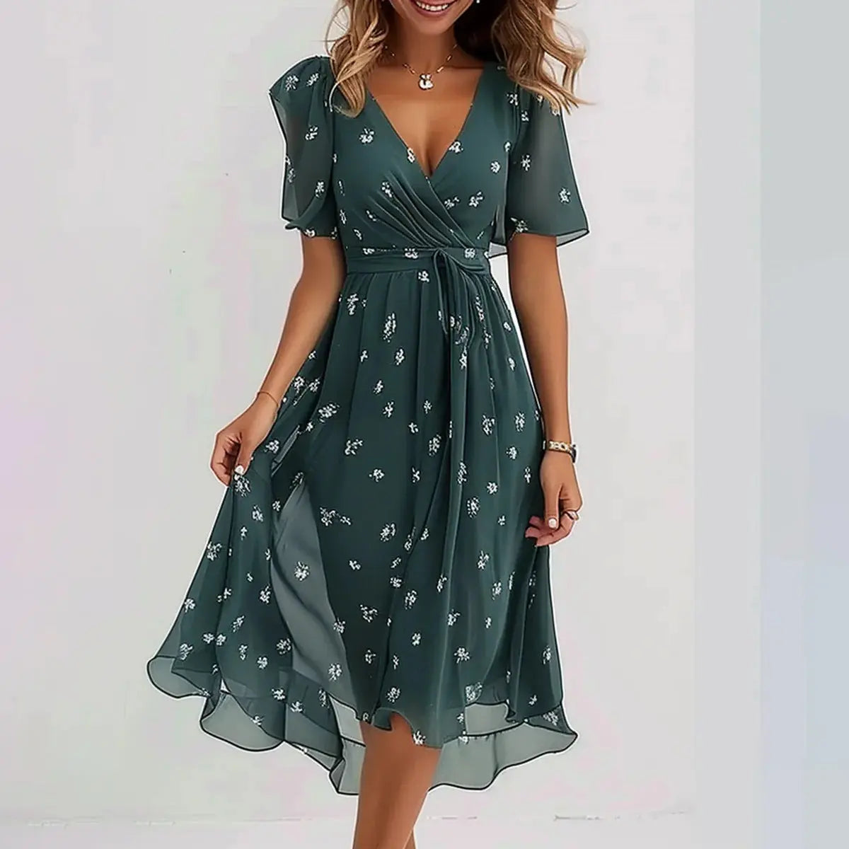 Street Wave Floral Midi Dress Women Flowing Fit For Summer