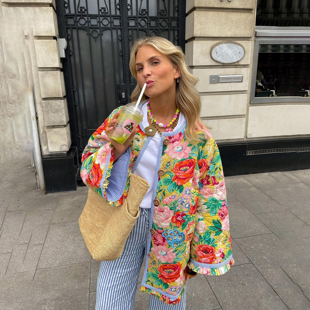 Street-Wave Women's Floral Quilted Jacket With Elegant Pattern And Cozy Comfort Everyday