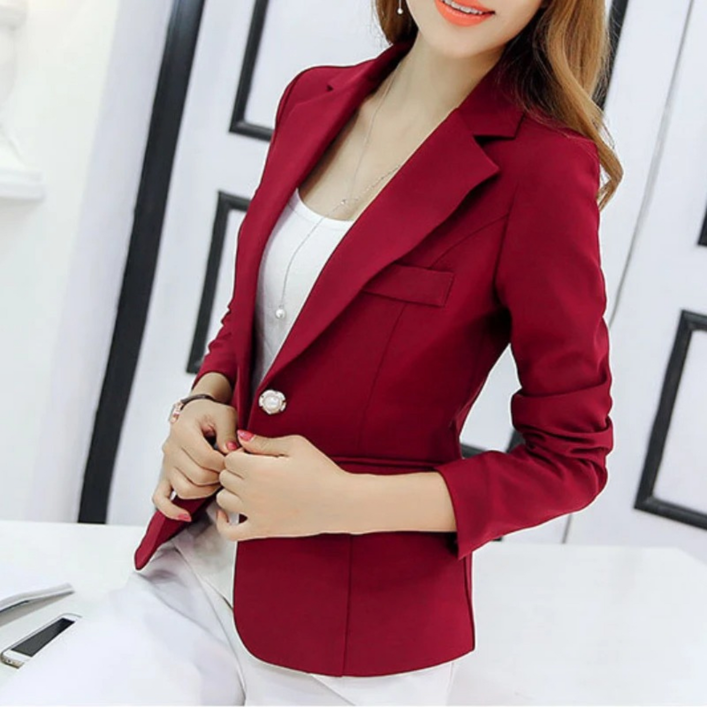 Street-wave Sophia Slim Fit Blazer With Pockets For Professional Women Office Wear