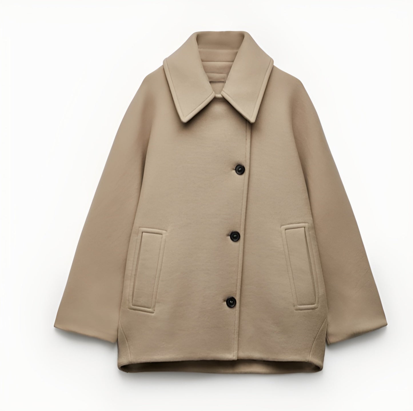 Street Wave Oversized Wool Blend Coat With Double Breasted Front And Lapel Collar For Plus Size Women