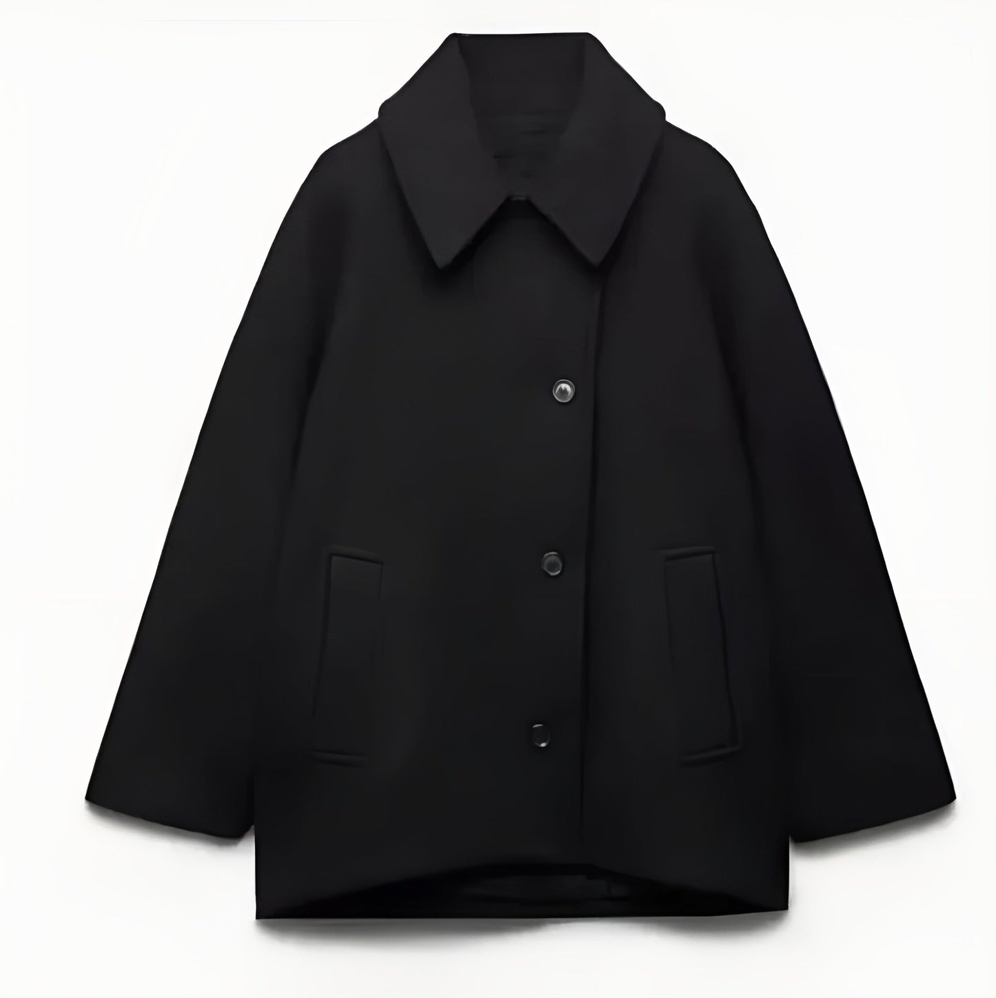 Street Wave Oversized Wool Blend Coat With Double Breasted Front And Lapel Collar For Plus Size Women